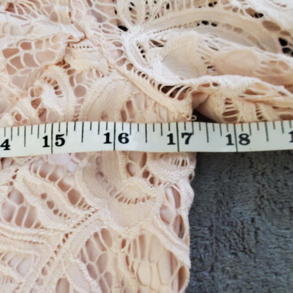 Adrianna Papell Size S Peplum Flounce Pink Lace Coquette Blouse Ruffled Feminine - Picture 10 of 12